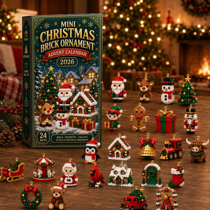 🎄 24-Day Mini Christmas Ornament Advent Calendar | 24 unique festive buildable designs with hanging loops—perfect for decorating Christmas trees, wreaths, and holiday displays 🧱