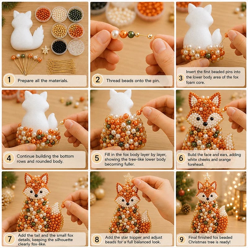 🔥HOT SALE 49% OFF🎁🐾Animal-Themed Beaded Christmas Tree DIY Kit🦊