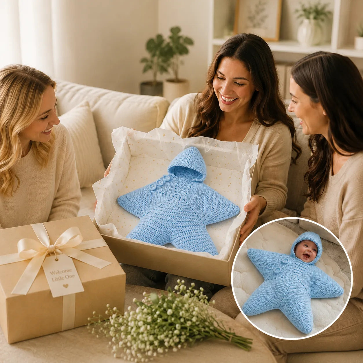 Whimsical Starfish Newborn Prop Outfit, Cute Costume for Infant Photoshoot Sessions