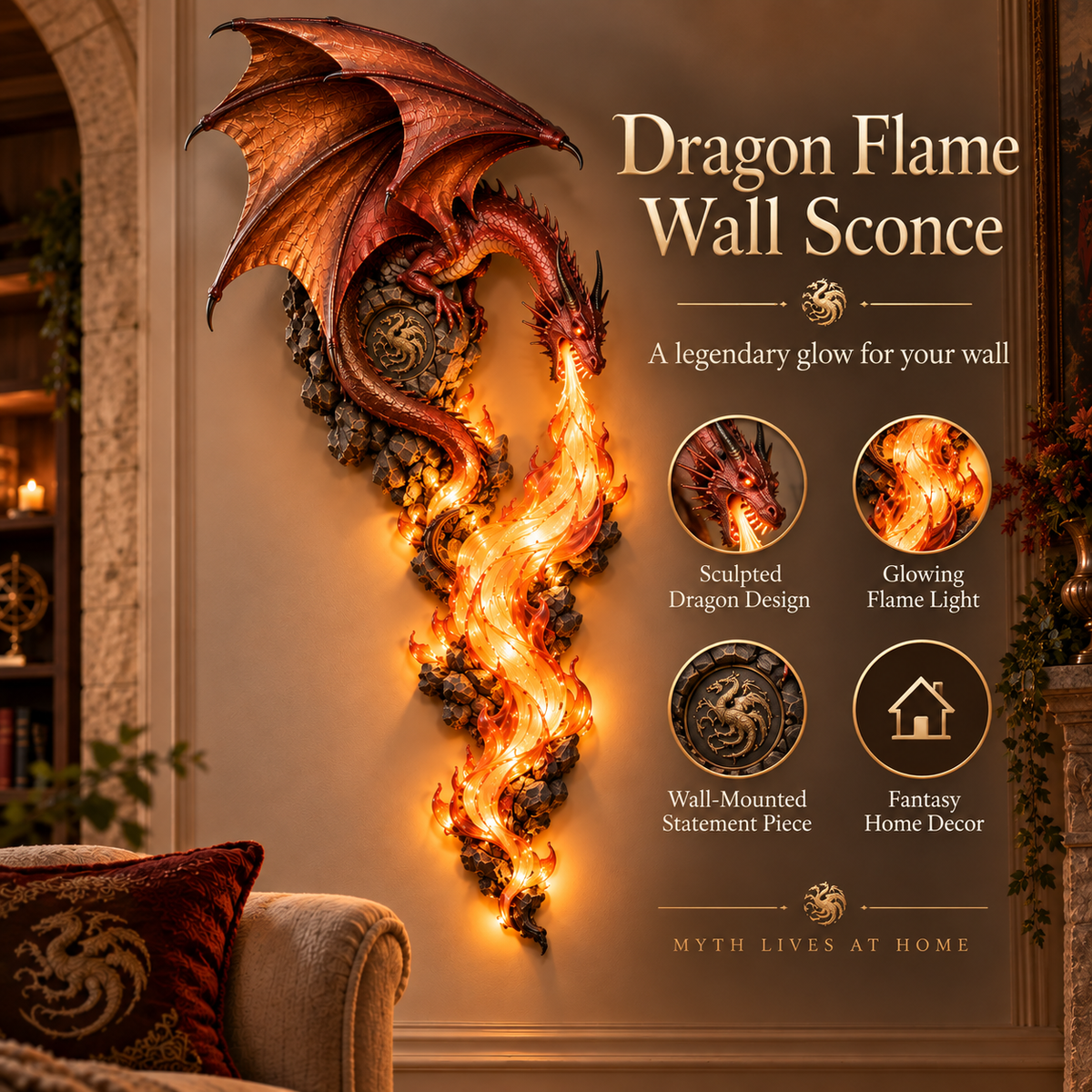 🔥🐉 Dragonfire Guardian™ Wall Sconce – A Legendary Flame Awakens On Your Wall