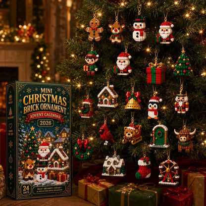 🎄 24-Day Mini Christmas Ornament Advent Calendar | 24 unique festive buildable designs with hanging loops—perfect for decorating Christmas trees, wreaths, and holiday displays 🧱