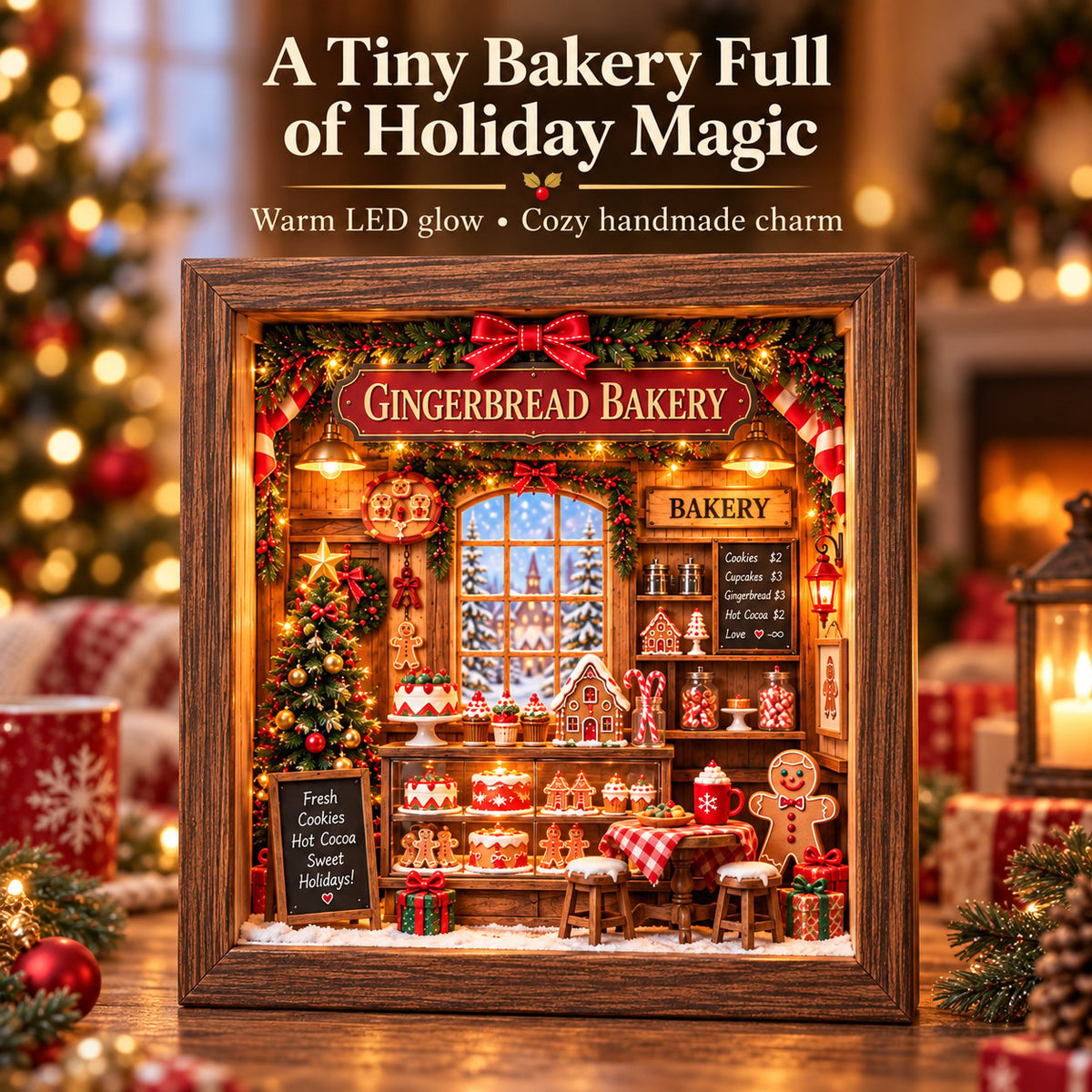 🎄 Gingerbread Bakery DIY Miniature Shadow Box Kit-Buy 2 Free Shipping