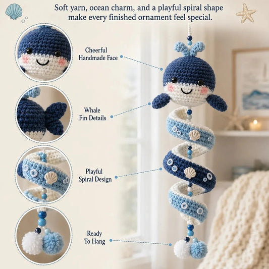 🌊 Kit de suspension en crochet (spirale) sur le thème des animaux marins pour débutants | Kit complet avec tous les outils et guide étape par étape inclus 💕