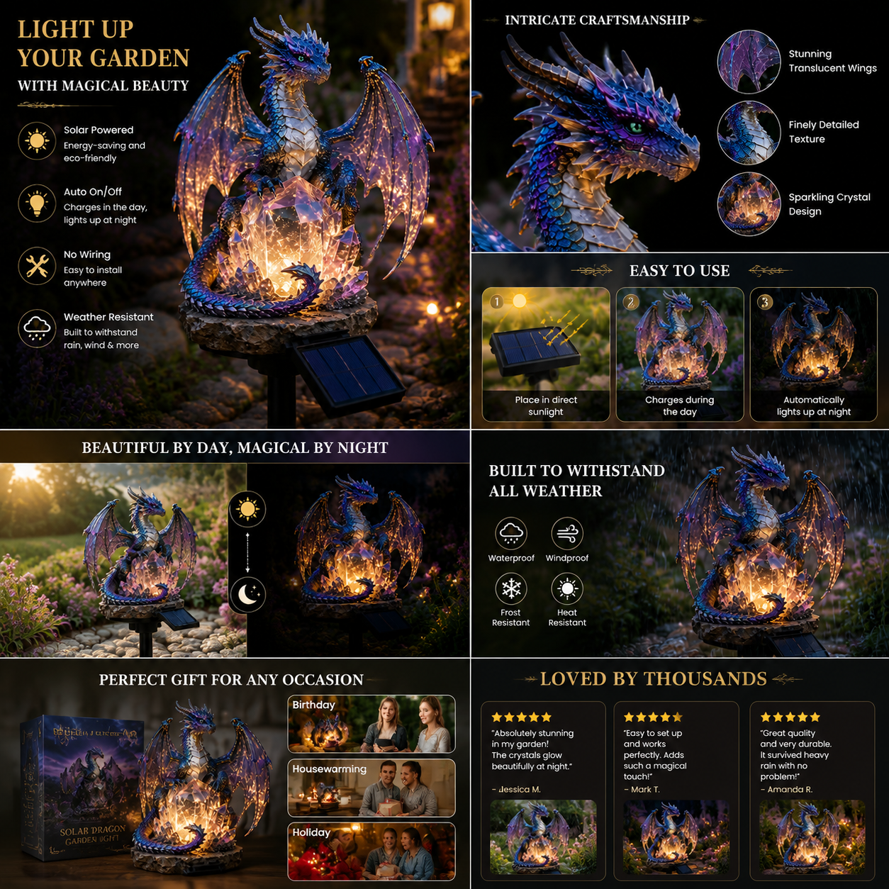 🔥✨Limit to Sale✨🔥Solar Dragon Crystal Garden Light – Glowing Fantasy Outdoor Yard Decor with Solar Panel