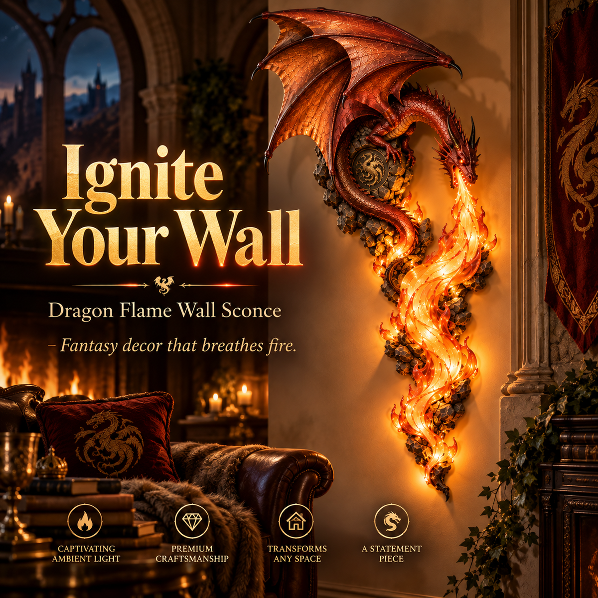 🔥🐉 Dragonfire Guardian™ Wall Sconce – A Legendary Flame Awakens On Your Wall
