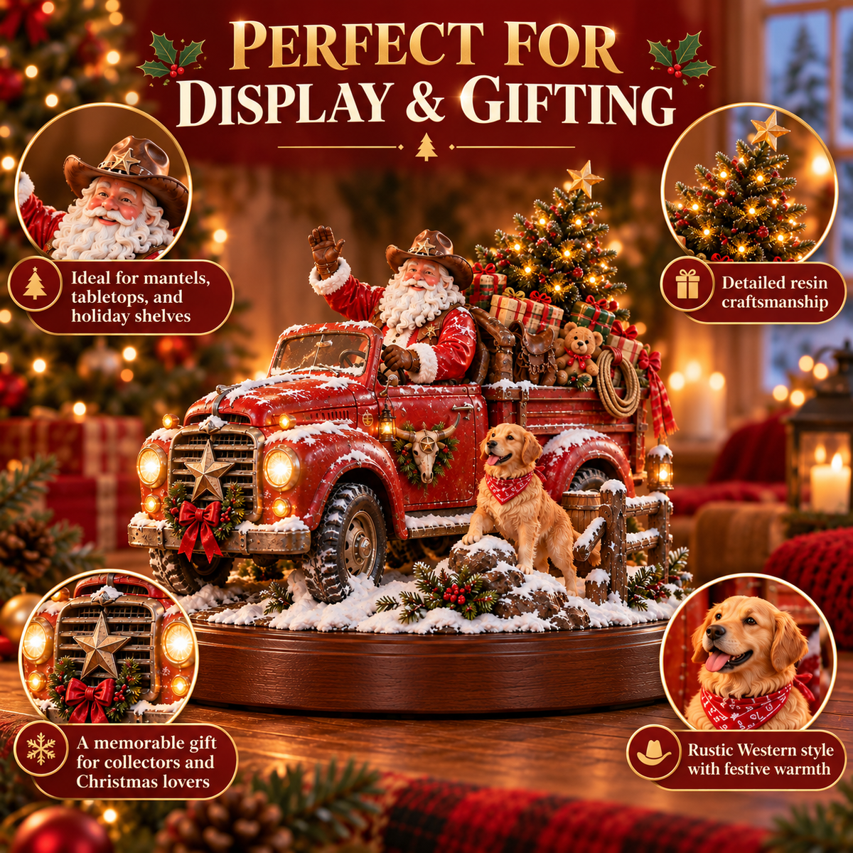 🔥Last Day 50% OFF🎅🤠American Christmas Story™ – Santa’s Last Delivery Lighted Western Christmas Keepsake