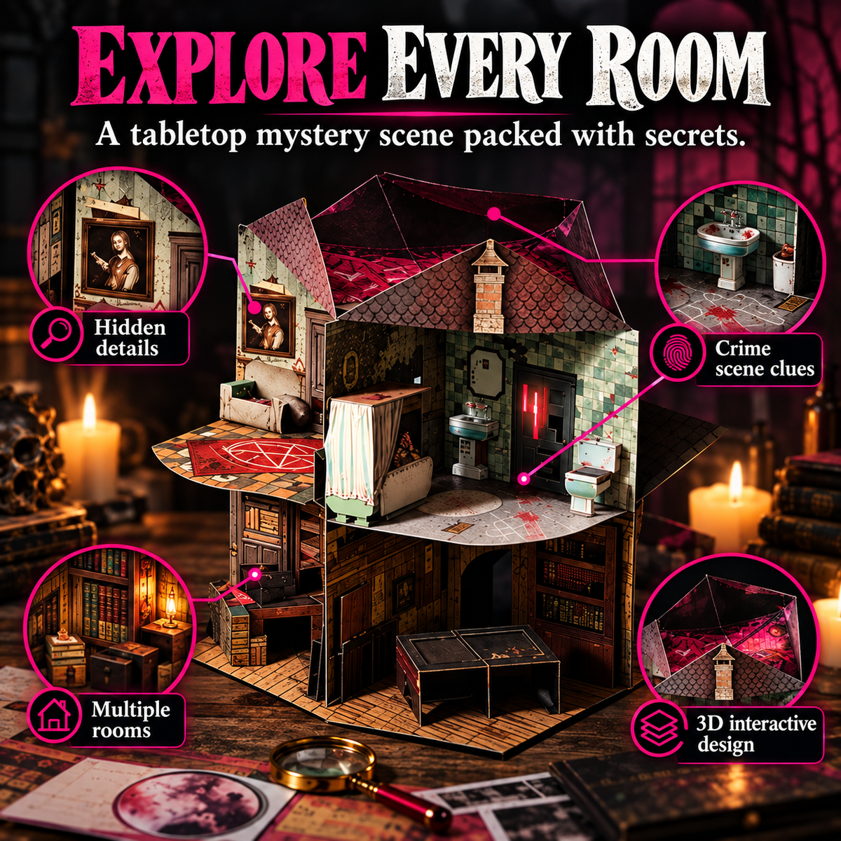 🔥 Last Day 49% OFF🔥✨3D Pop-Up Mystery Manor – Immersive Murder Mystery Puzzle Game