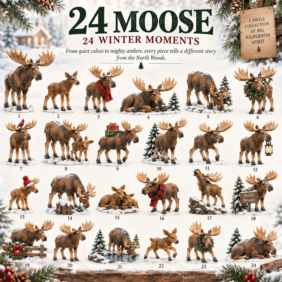 🌲24 Days of Moose – 24-Piece North Woods Christmas Collection