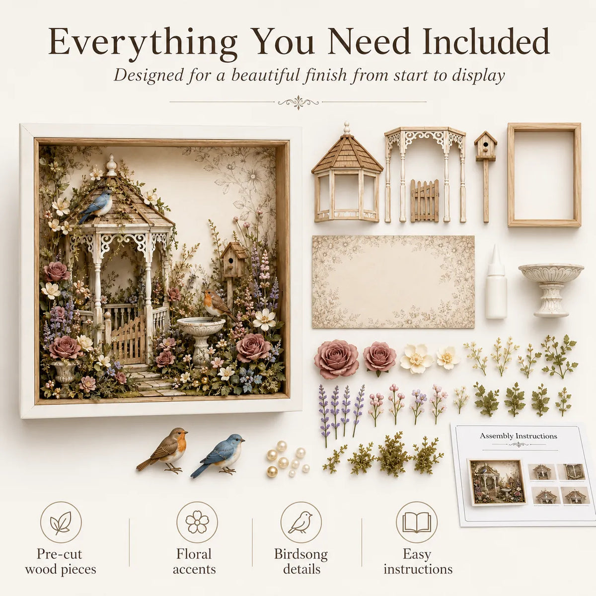 🌷DIY 3D English Cottage Garden Shadow Box Kit