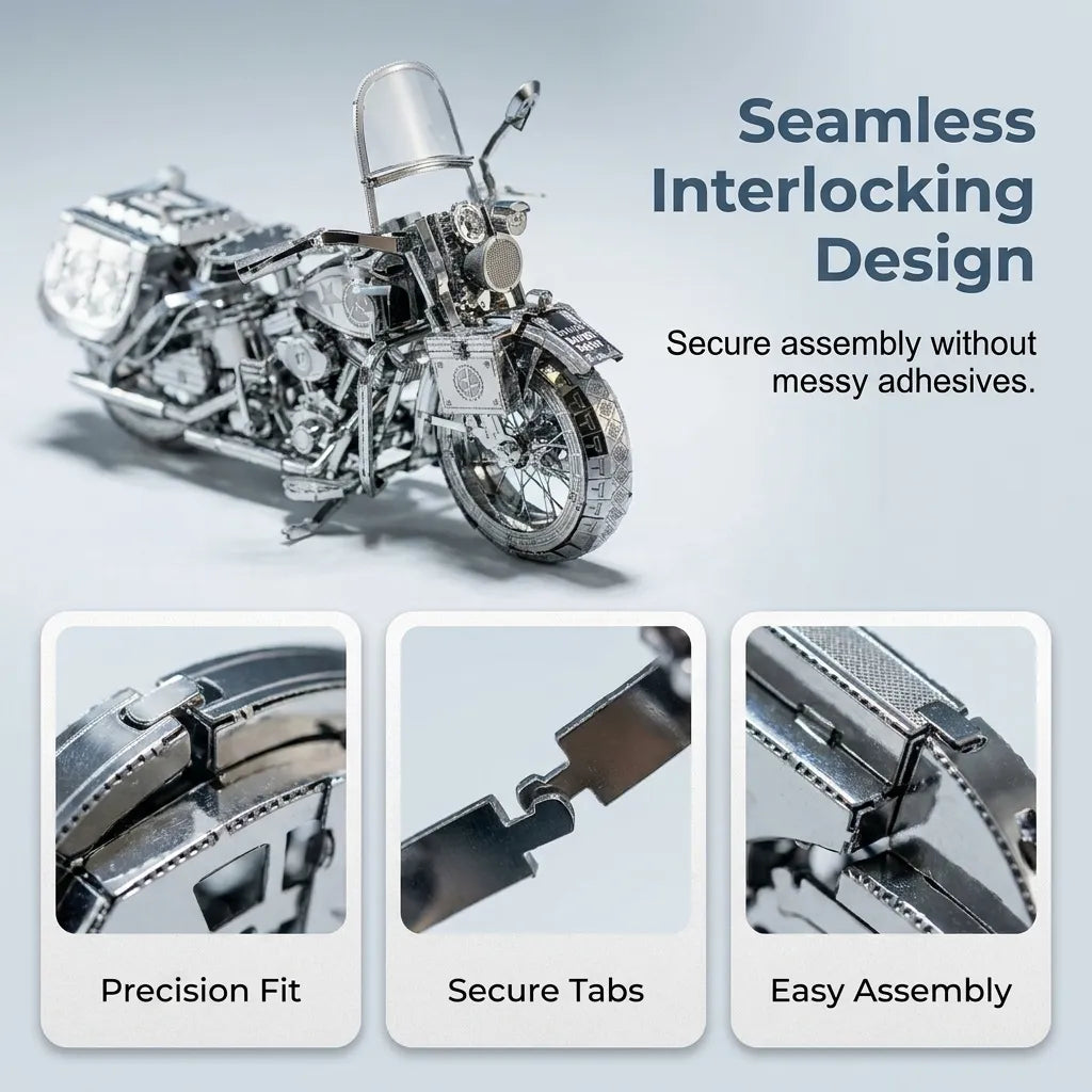 Silver Motorcycle 3D Metal Assembly Puzzle