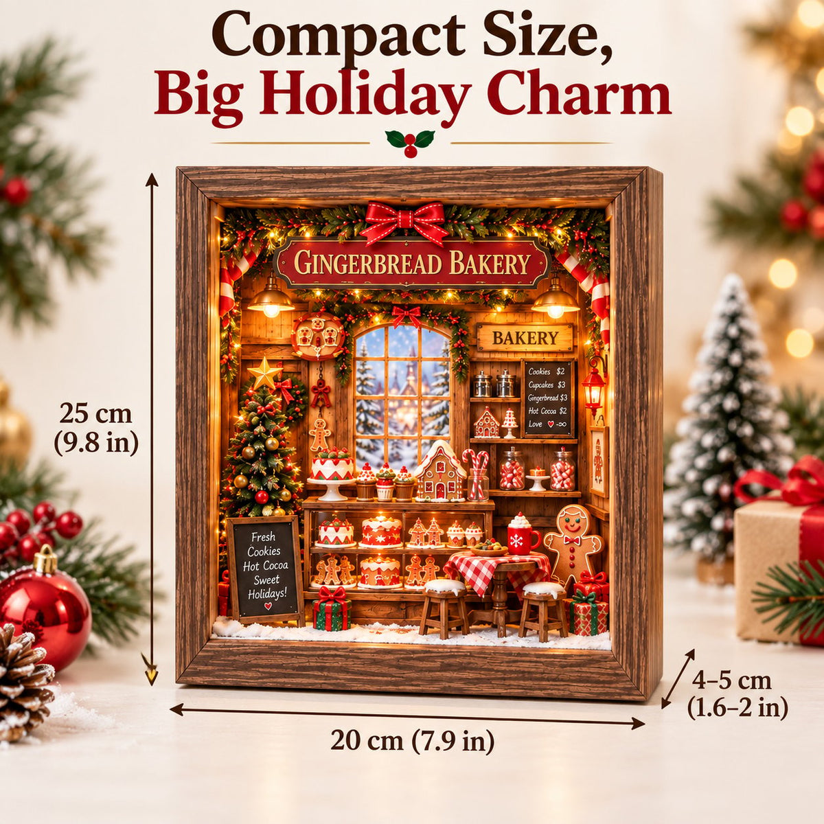 🎄 Gingerbread Bakery DIY Miniature Shadow Box Kit-Buy 2 Free Shipping