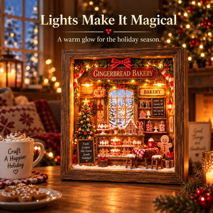 🎄 Gingerbread Bakery DIY Miniature Shadow Box Kit-Buy 2 Free Shipping