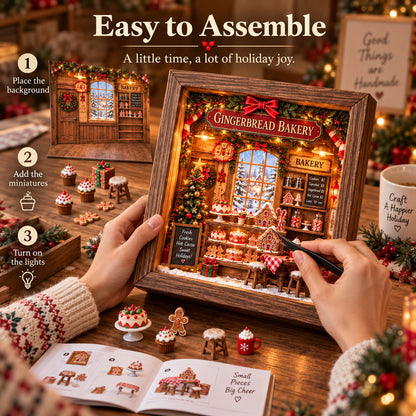 🎄 Gingerbread Bakery DIY Miniature Shadow Box Kit-Buy 2 Free Shipping