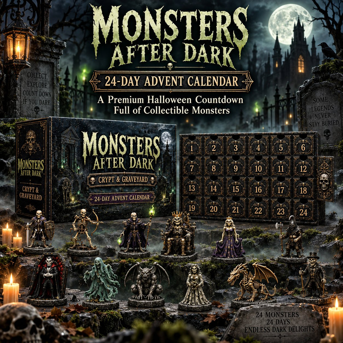 24-Day Monsters After Dark Advent Calendar | Crypt & Graveyard Collection