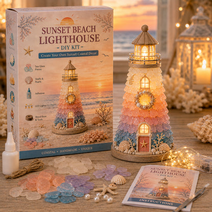 ⏳ Last Day 49% OFF – 🌊 DIY Sea Glass Lighthouse Kit – Light-Up Coastal Craft & Handmade Home Decor