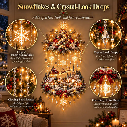 🎄 Illuminated Christmas Tree & Village Wall Hanging | Cascading Warm Lights for Living Rooms, Entryways & Staircases ✨
