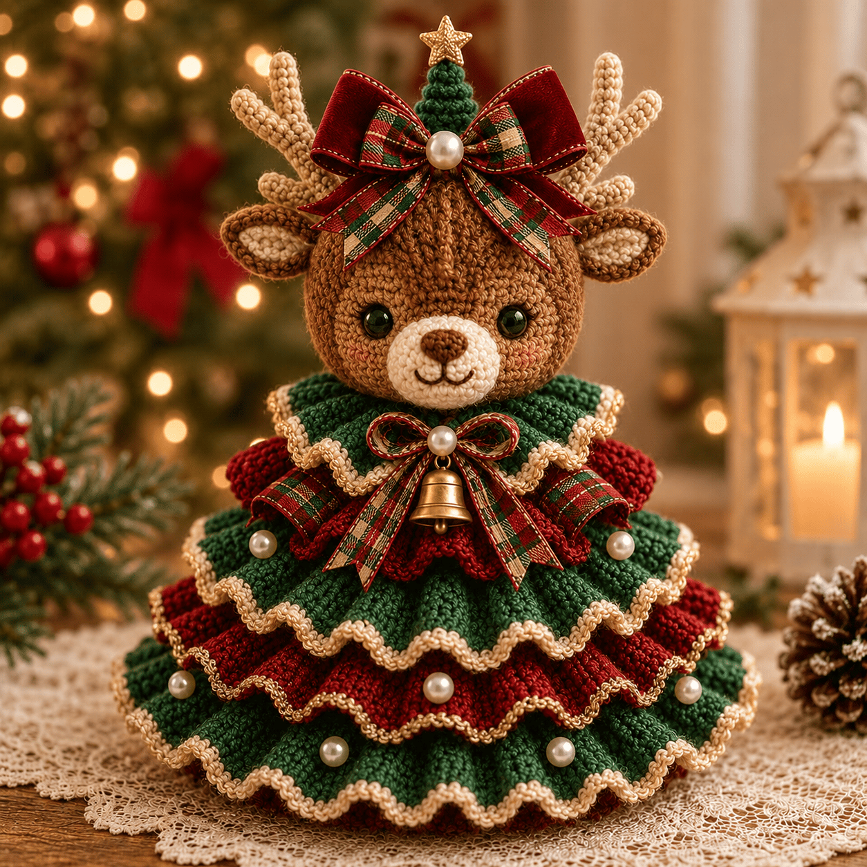 🔥LAST DAY 49% OFF - 🎄Crochet Animal Christmas Tree DIY Kit – Stitch a Little Christmas Magic（Material kit (not finished product)