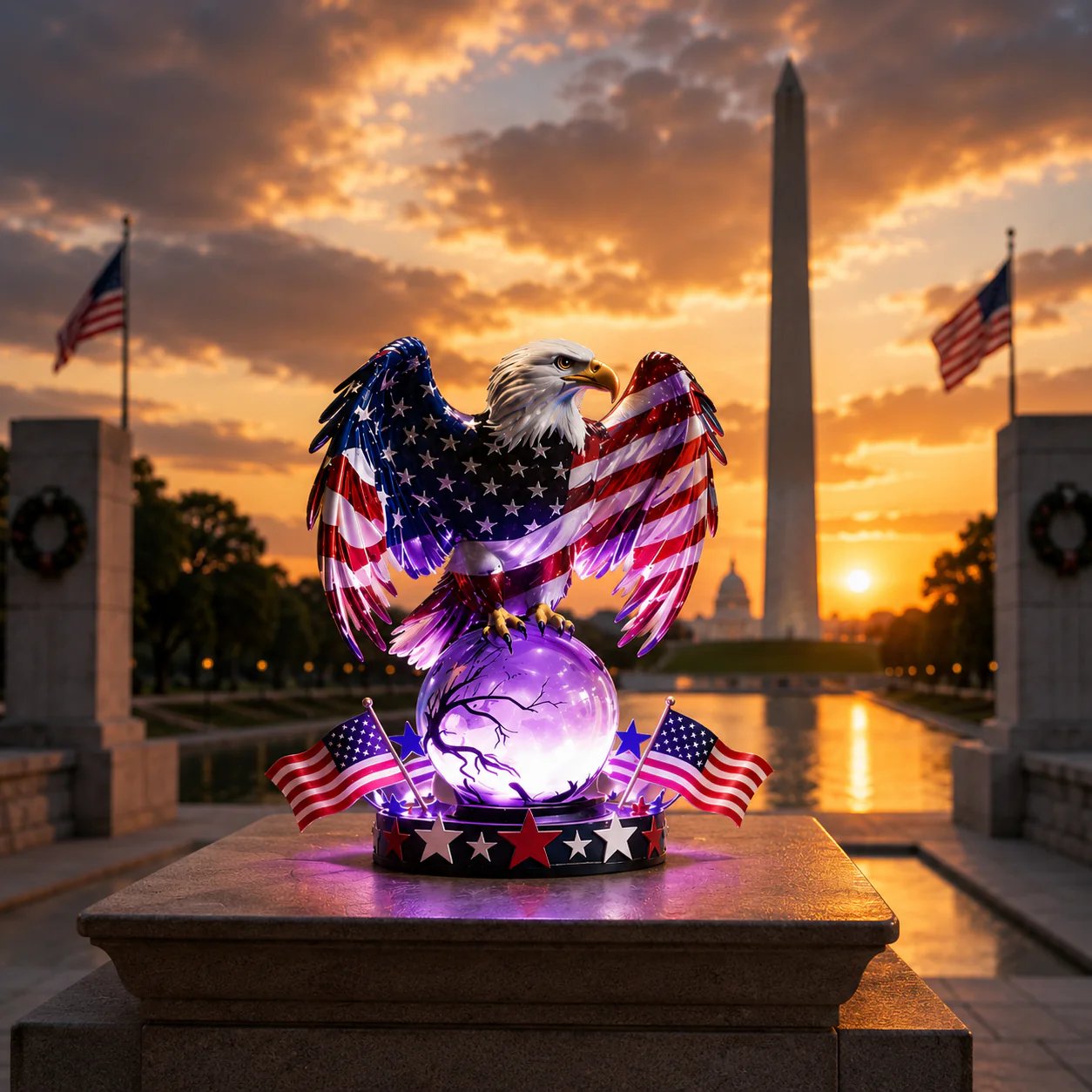🔥Most Popular in 2026🔥🇺🇸 Freedom Eagle Patriotic LED Table Lamp – American Pride Decor